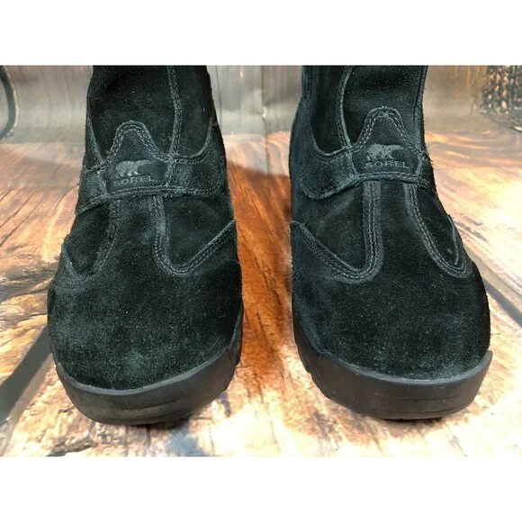 Sorel Waterfall Black Suede Thinsulate Winter Boots Womens 7 (i5g - Picture 8 of 11